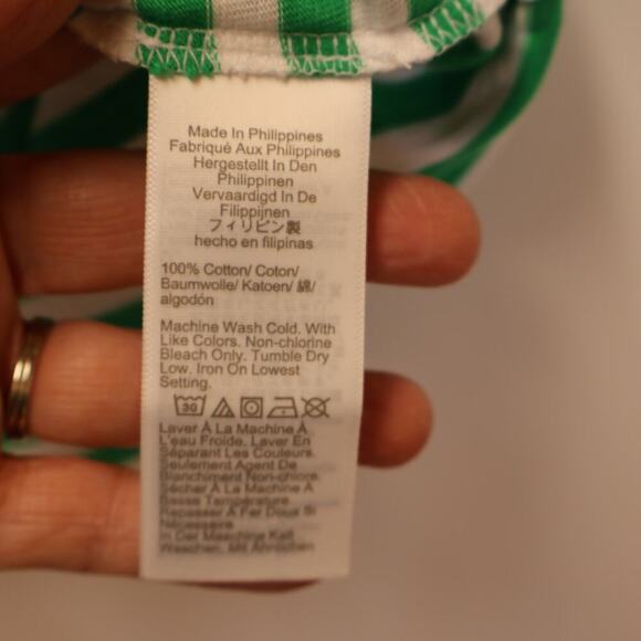 J. Crew AT466 Style Breton Girlfriend rewneck Tee Size Small Green White - Picture 8 of 9